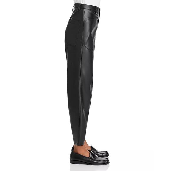 Steve Madden Women Black Faux Leather Haniel Relaxed Barrel Leg Pants Size M - Picture 5 of 7